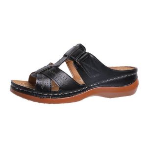 Free Shipping Summer New Large-Size Waterproof Sandals For Women Retro Fashion Wedge Heel Slip-On Slippers
