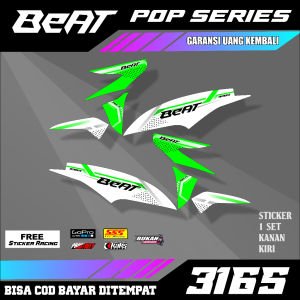 Striping Stiker lis decal Beat POP Motif Populer putih merah semi fullbody decal m3166