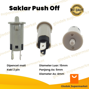 Saklar Push Off Switch Lampu Kulkas Tombol 2 pin Abu