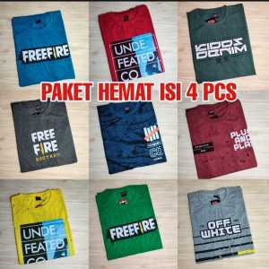 PAKET SPESIAL 4 PCS KAOS DISTRO PRIA WANITA UKURAN S M L DAN XL MURAH TERBARU