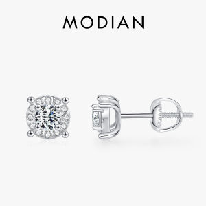 MODIAN D Color Moissanite Stud Earrings Round Cut Lab Created Diamond 925 Sterling Silver Silver Bridal Jewelry For Women Gifts2026