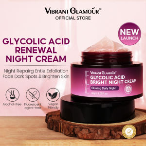 VIBRANT GLAMOUR ครีมกลางคืน Glycolic Acid Renewal Gentle Exfoliating Fade Dark Spots Fine Lines Repair Skin 30g