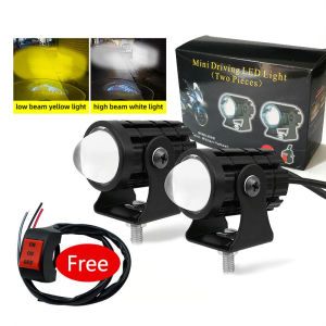 Waterproof Car Motorcycle Mini Driving Light White+Yellow Pair of Universal High quality 20W with free switch