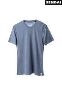 Sendai เสื้อยืดคอกลม Cotton สีฟ้าเทา