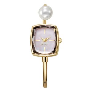 LUZMAR Retro Bracelet Wristwatch Pearl Rhinestone Luxury Quartz Watches Elegant Exquisite Design Diamond Bracelet Watch Ladies Accessories