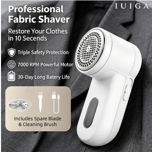 IUIGA Fabric Shaver Lint Remover 6 Blade 2 Speed USB Rechargeable Built-in Dust Box Portable for Clothes Sofa Furniture SG