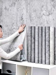 Gray self-adhesive decorative wallpaper bedroom barber clothing store nordic industrial style wallpaper