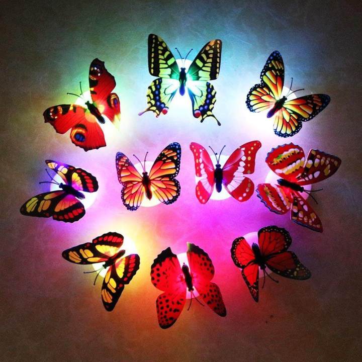 Ausuky Stained Glass Butterfly Table Lamp - Night Light, Bedside Decor (Bronze, E12 Bulb)