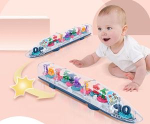 Tàu hỏa trong suốt phát sáng phát nhạc giúp bé chơi và nhận biết chữ số từ 0 đến 0 và các chữ cái