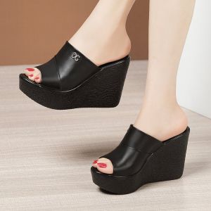 [Free Shipping] Trendy Ins WomenS Summer Sandals With Wedge Heel And Thick Sole New Style For Outdoor Wear One-Strap Flip-Flops 7Cm High-Heeled Beach Sandals