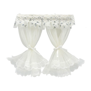 Lace Curtain Set For 1/12 Scale Model Houses Includes Separate Fabric Ties For Customizable Decors