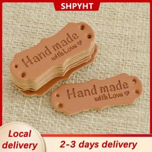 [COD] SHPYHT Local delivery Ship within 24 hours 50Pcs PU Leather Tags Handmade With Love Labels Sewing Craft DIY Knittin Tags