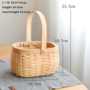 INNICE có tay cầm Giỏ trái cây 4 Kiểu Dáng Dệt thủ công Giỏ hoa đan bằng tay Chất lượng cao Làm thủ công Giỏ đựng đồ bằng dây bện gia dụng Trang trí nhà cửa / Trưng bày trên bàn phục vụ nhà hàng