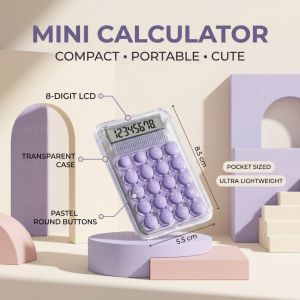 Mini Pocket Minimalist Color Calculator 8-bit High-definition Display Electronic Calculator Student Portable Stationery Kalkulator Mini Comel Convenient