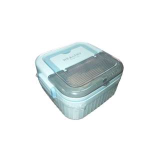 Compact leakproof stainless steel insulated lunch box with handle and removable spoon (6704).