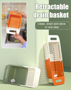 Kitchen Expandable Sundry Drainage Basket Vegetable and Fruit Amoy Sink Drip Storage Basket