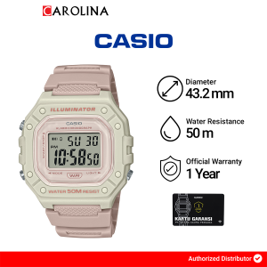 Jam Tangan Wanita Casio Pop W-218HC-4A2 Digital Beige Dial Resin Band