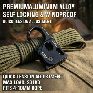 INNICE Stainless Steel Tent Rope Tensioner Aluminum Alloy 2-10mm Tarp Tightener High Quality Anti-Slip Self Lock Rope Adjuster Outdoor Tool