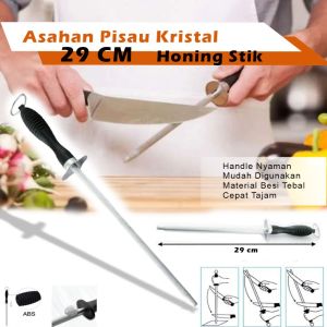 IDEKU - Alat Pengasah Asahan Pisau 29cm Dapur Stick Pengasah Pisau Baja Knife Sharpening Stainless Kristal