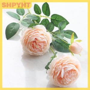 SHPYHT Hoa mẫu đơn giả lụa Châu Âu 3 đầu hoa hồng trang trí tường đám cưới gia đình