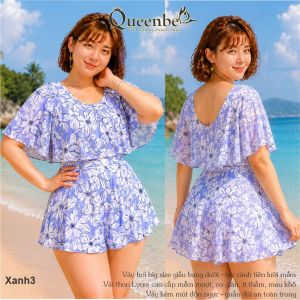 Váy đầm bơi trung niên big size tay cánh tiên quần đùi liền bên trong Queenbe GLSWIM118 vải Lycra cao cấp mềm thoáng ít thấm mau khô