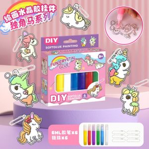 [SG] 6/12pcs Children Kids 3D No Bake Glue Painting kit Handmade DIY Gel colouring colour keychain Art educational toy