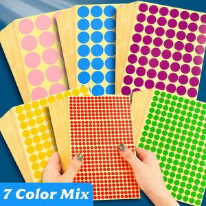 7 Sheet Mix Round Circle Bulat Dot Self Adhesive Color Label Remark Code Gift Packaging Colour Sticker Assorted Size