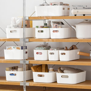 2pcs Ivory White Plastic Storage Boxes Organizer for Bathroom Kitchen Drawer Cabinet Clothing Basket Box Large Small Narrow