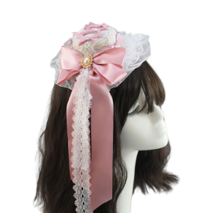 Punk Rose Flower Lace Hat with Hair Clip Anime Headwear For Women Music Festival And Everyday Hairstyles Halloween Props