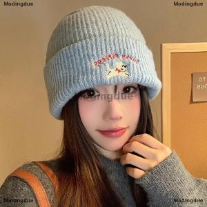 [COD] Modingdue Big Head Circumference Cute Embroidered Letters Puppy Autumn And Winter Womens Warm Knitted Thickeneded Windproof Woolen Hat