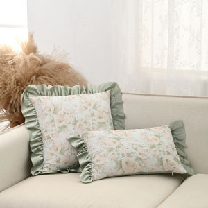 【In stock】40x60cm Flounce Floral Throw Pillow Cover Bay Window Waist Cushion Cover Light Luxury Decor Home Decoration Pillowcase 30x50/45x45CM