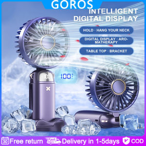 【In Stock】Multifunctional Foldable Handheld Fan Portable Mini Electric Fan USB Rechargeable Strong Wind No Noise Smart Digital Display 5 Wind Speeds