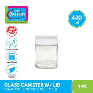 Home Gallery Glass Canister with Lid 430ml 670ml (Per Piece) (430ml 670ml 1.2L) (SET) | Food Contact Safe | Odor Free and Stain Free | BPA Free