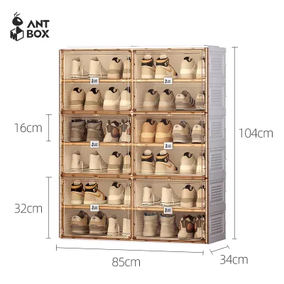 ANTBOX Kabinet Sepatu Susun Serbaguna 2 Baris Kapasitas 16 - 40 Pasang Rak Sepatu Bebas Instalasi