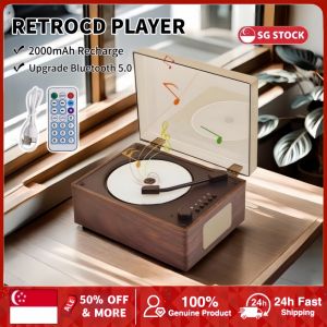 Retro CD Player Rechargeable Wireless Bluetooth 5.0 Speaker Portable Home Music Player USB 3.5mm
