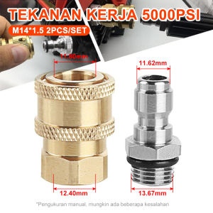 2PCS Konektor Adaptor M22 *1.5 Untuk Pressure Washer  1/4 Male M14*1.5 female Quick Release Jet Cleaner