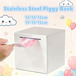 12cm/15cm Unbreakable Stainless Steel Piggy Bank Fall Resistant Money Saving Box Kids Gift