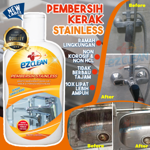 EZCLEAN STAINLESS CLEANER PEMBERSIH KERAK PEMBERSIH STAINLESS KRAN SHOWER CHROME KARAT KITCHEN SINK.