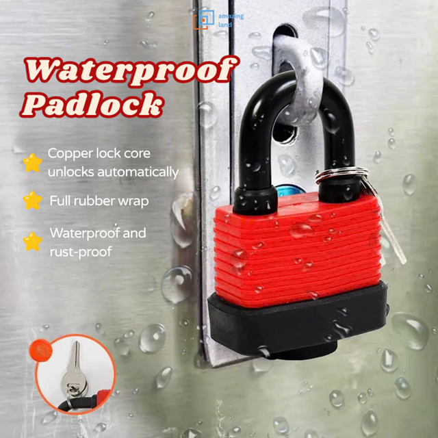 Waterproof Padlock with Key, Heavy Duty Covered Laminated Steel Keyed ...