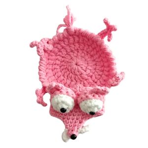 FLYING Handmade Crochet Craft Crochet Animal Coaster Soft Knitted Non-slip Base Cute Cartoon Cup Mat Fun Knitted Creative Cartoon Style Knitted Drink Coaster Home Kitchen Table Decor