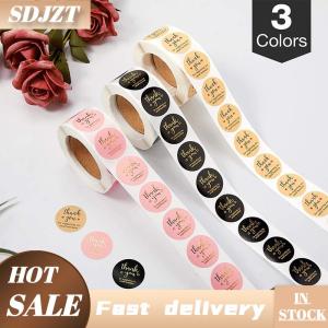 SDJZT 500Pcs Cảm ơn bạn Vòng Sticker sổ lưu niệm thư thủ công dán con dấu Nhãn dán quà tặng đám cưới hoa trang trí