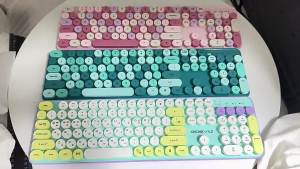 Wireless Keyboard Mouse Set Rose Pink 2.4G retro Cute Key Girls High-Value