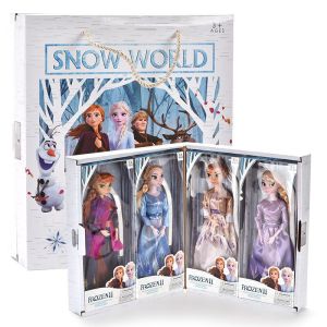 A Set Disney Frozen Anna Elsa Princess Action Figures Model Toy Snow White Collection Doll Gift For Girls