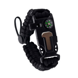 【New】Adjustable 5 In 1 Outdoor Survival Bracelet Paracord Emergency Camping Bracelet with Compass/Fire Starter/Flint Multi-function Survival Kit Rope