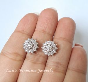 Anting Tusuk Perak Bunga 925 Kristal Titanium 18K