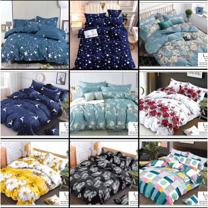 high quality Queen Size 3 in 1 Cotton Bedsheet set Lazada PH