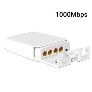 IP55 Waterproof Gigabit POE Repeater 1‑In 3‑Out 1000Mbps POE Extender Wall‑Mount for CCTV Surveillance Camera Outdoor AP Engineering Wiring