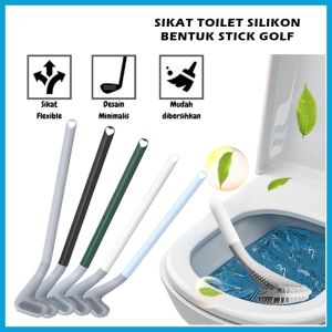 Sikat Toilet Silikon Bentuk Stik Golf / Alat Pembersih WC Kamar Mandi / Toilet Brush Silicone Fleksible Serbaguna Sela Karet Lentur