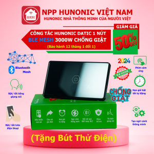 Công Tắc Hunonic Datic 1 Nút Bluetooth Chữ Nhật Bật Tắt Từ Xa Trên Điện Thoại Và Ra Lệnh Giọng Nói
