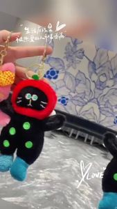 Cute Cartoon Funny Kitten Pendant Doll Funny Black Cat Bag Ornament Gift Gifts for Children